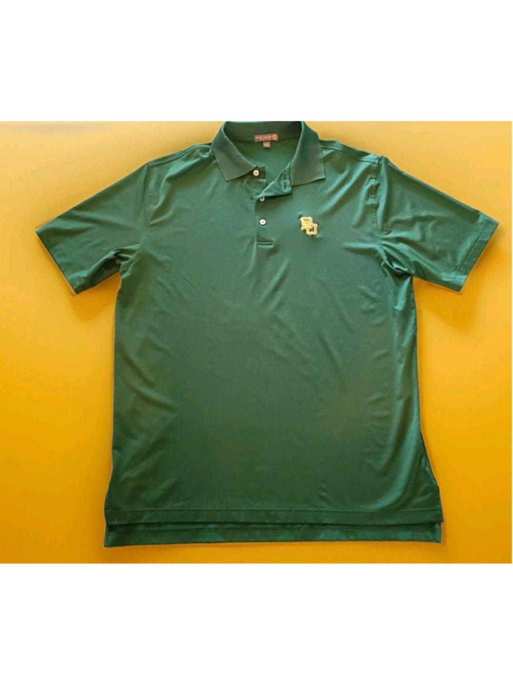 Peter Millar BAYLOR BEARS-Large-Green Summer Comfort Polo-Gold BU On Chest-EUC